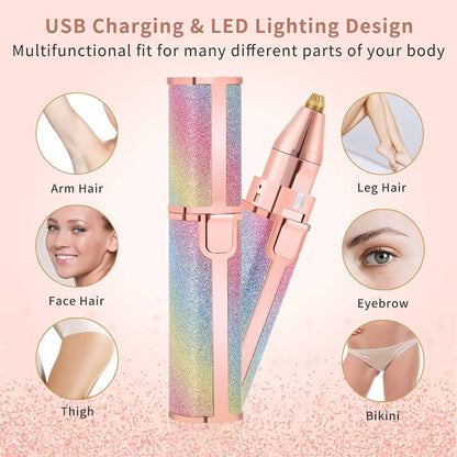 2 In 1 Rechargeable Flawless Eyebrow Hair Remover & Facial Hair Trimmer
