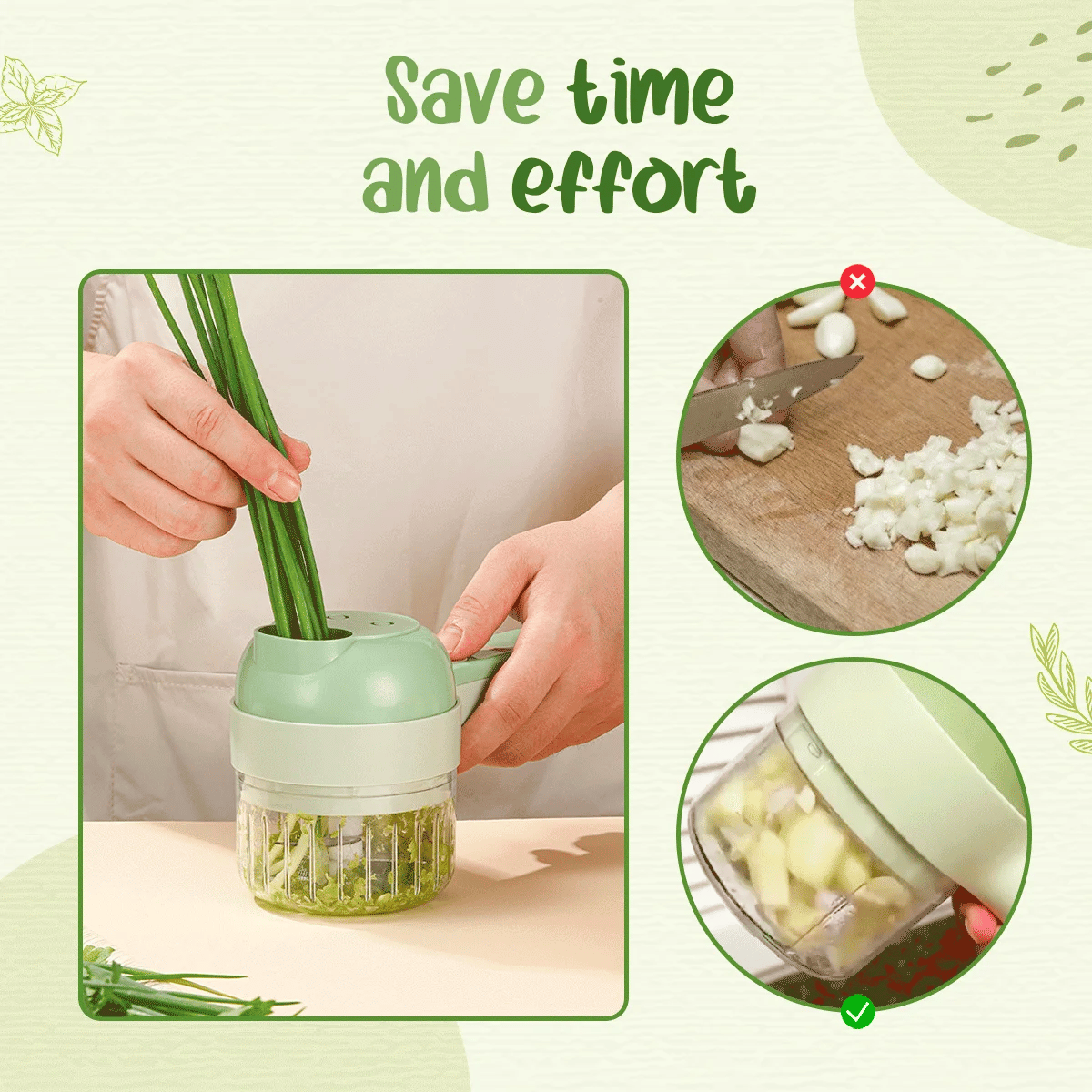 Rechargeable 4 In 1 Handheld Vegetable Cutter Chopper